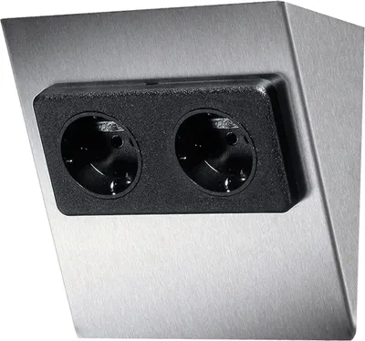 Produktbild von THEBO Type ST/2 889 Edelstahl 2-fach Stekdosenelement / Steckdosenelement / Steckdose / Winkelsteckdose