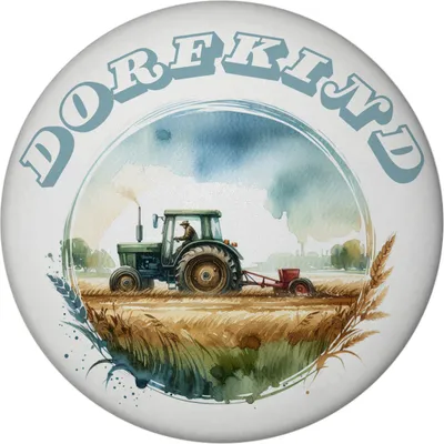 Produktbild von Traktor mit Pflug auf dem Feld Dorfkind Magnet rund
