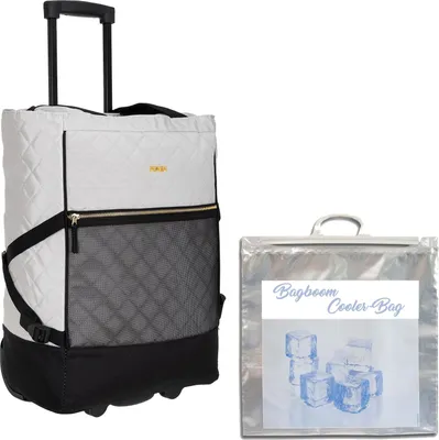 Produktbild von Einkaufstrolley Trolley Punta Wheel Classy Luxury Einkaufsroller Einkaufswagen Shoppingtrolley Shopper EInkaufskorb mit Rollen und Gurten Trolly Damen 10422-2000 Platin Silber Grau + Bagboom Thermo TK Tasche