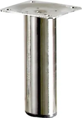 Image de Pied de meuble cylindrique fixe acier brossé gris, 10 cm
