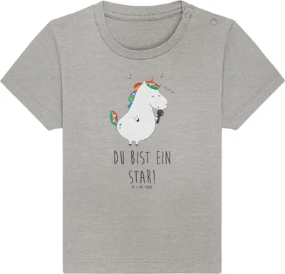 Produktbild von Mr. & Mrs. Panda Babyshirt Einhorn Sänger 24. - 36. Monat - Heather Grey - Geschenk, T-Shirt Baby, Party, , Disco, Top, Geburtstag, Shirt, Einhörner, Freundin, Unicorn