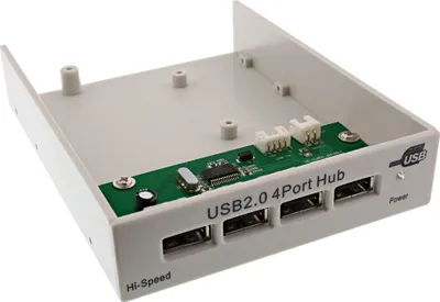 Produktbild von InLine® USB 2.0 Hub, 4-fach für den 8,89cm (3,5") Schacht, beige