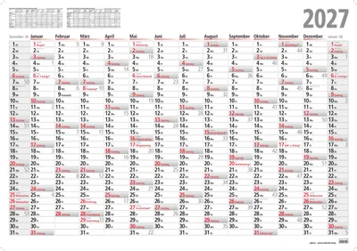 Produktbild von ADINA 2027 Wandkalender 100x70 cm – Großer Jahresplaner mit 14 Monaten