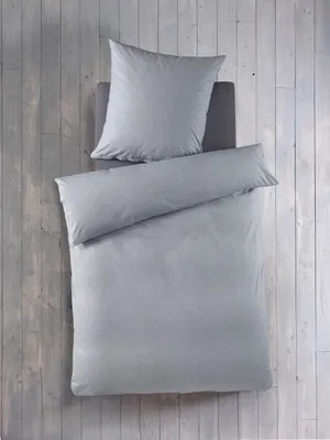 Produktbild von Holiday Heimtex OptiDream Chambray Baumwoll-Bettwäsche garngefärbt grau 135x200 cm