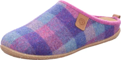 Produktbild von Rohde Damen Pantoffel Hausschuh Filz kariert Wechselfußbett Rivoli-D 6872, Größe:40 EU, Farbe:Violett