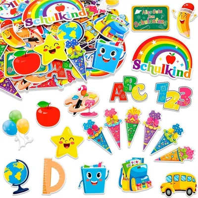 Produktbild von Streudeko Einschulung 100 Stück Konfetti Schultüte ABC 123 Tischdeko Schulanfang Junge Mädchen