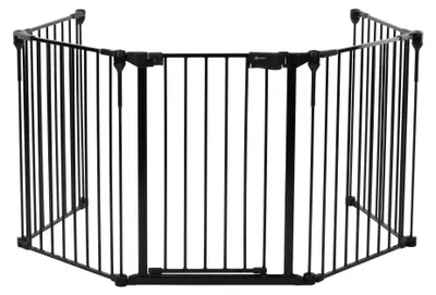 Obrázek produktu pro Bezpečnostní dětská brána Safety 1st Modular, 5 panelů, rozsah 64-296 cm, otevírání jednou rukou, černá, extra široká, vhodná pro nepravidelné a široké prostory