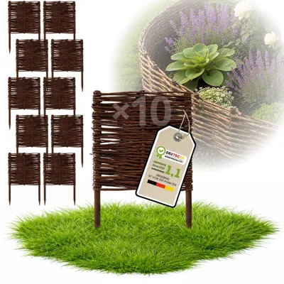Obrázek produktu pro Floranica 10 kusů Vrbový plot 40 cm x 30 cm – Zahradní plot z vrbového proutí Palisáda Přírodní oplocení Ohraničení záhonu