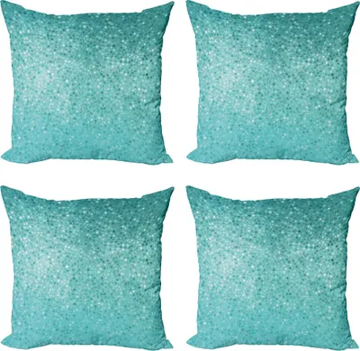 Produktbild von ABAKUHAUS Türkis Kissenbezug Set (4 Stück), Tupfen-Muster, Moderner Doppelseitiger Digitaldruck, 40 cm x 40 cm, Turquoise Seafoam