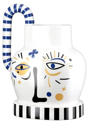 Productafbeelding van Gilde Henkelvase, "Fira", Gesichtsmotiv, Keramik, weiß, VE 1, L. 15 cm, B. 24 cm, H. 23 cm 59059