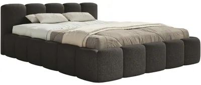 Produktbild von Selsey Cloudy Low - Polsterbett 200x200 mit Bettkasten und Lattenrost, hydrophobe Chenille, Graphitgrau