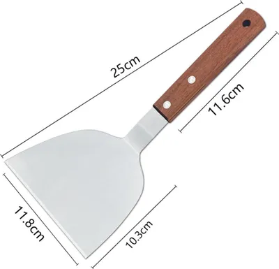 Image de INF Spatule à Hamburger en Acier Inoxydable avec Manche en Bois - Gril & BBQ L