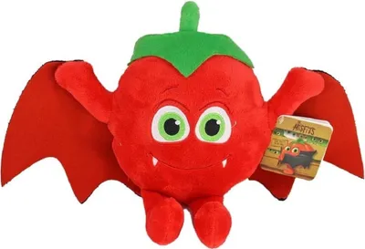 Produktbild von Kuscheltier Plüschtier The Misfits Stofftier ca. 26 cm Kissen Gemüsekorb, Speise Obst Zubehör für Kaufladen und Kinderküche für Mädchen, Jungen & Babys  Flauschiges Stofftier (Tomate Dracula 26 cm)