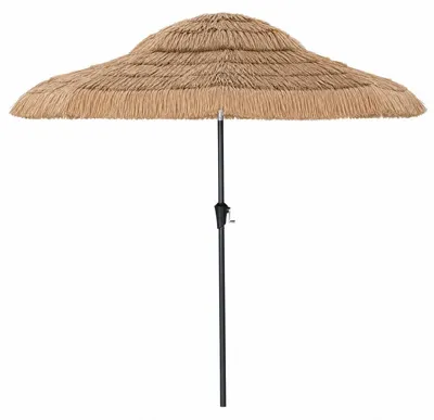 Obrázek produktu pro Slunečník na pláž, havajský styl, průměr 275 cm, s bambusovým opletením, sklopný pod úhlem 30°, přírodní vzhled