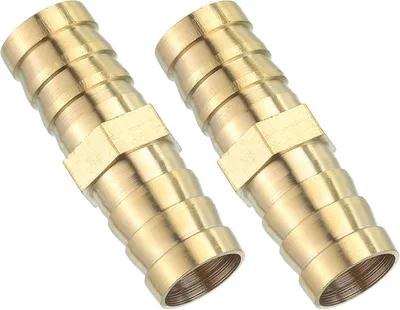 Productafbeelding van Slangverbinder, 16 mm, messing dubbele nippelkoppeling, 2 stuks slangverbinders, benzineslang, slangkoppelingen