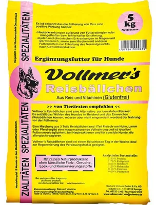 Produktbild von Vollmer's Reisbällchen, Adult, jede Rasse, Reis, 5 kg