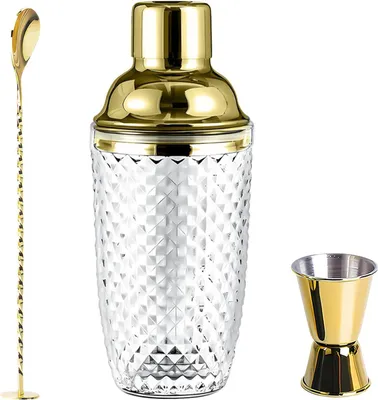 Image de Shaker en verre - 400 ml - Verre clair et doré
