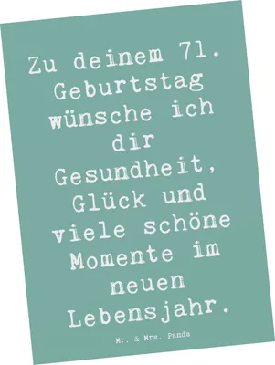 Produktbild von Mr. & Mrs. Panda Postkarte Spruch 71. Geburtstag - Meeresbrise - Geschenk, Erinnerungen, besondere Anlässe, Dankbarkeit, Ansichtskarten, Fotokarte, Geschenke, Alter