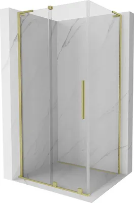 Produktbild von Mexen Velar L Duschkabine verschiebbar 90 x 120 cm, transparent, gebürstetes Gold - 871-090-120-03-55