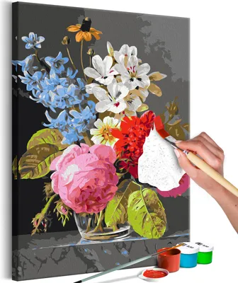 Produktbild von Malen nach Zahlen Blumenstrauß bunte Blumen Päonie Natur 40x50 cm Malset mit Holzrahmen auf Leinwand für Erwachsene Kinder Gemälde Handgemalt Kit DIY