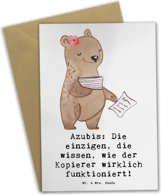 Produktbild von Mr. & Mrs. Panda Beileidskarte Auszubildende Kopierer - Weiß - Geschenk, Geschenke mit Herz, Berufsprodukte, weihnachtskarten, hochzeitskarten, humorvoll, Grußkarte