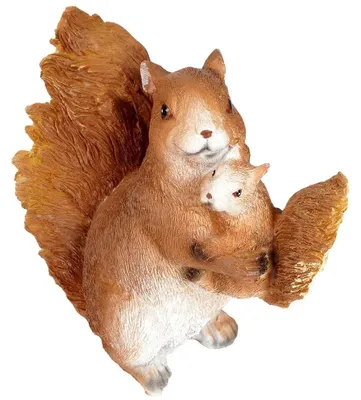 Image de Figurine de jardin représentant un écureuil - Objet de décoration - Pierre - Motif animal - 15 x 8 x 15 cm - Marron