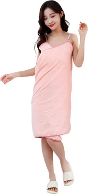 Produktbild von Baderock aus Korallensamt für Damen, Badetuch mit verstellbaren Schultergurten, schnelltrocknend, saugfähig, Badewickel für Spa-Strandschlafsäle