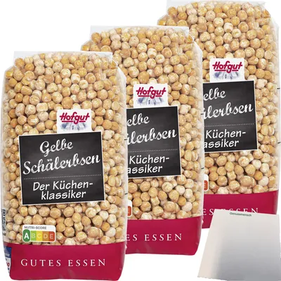 Produktbild von Hofgut Gelbe geschälte Erbsen 3er Pack (3x500g Beutel) + usy Block