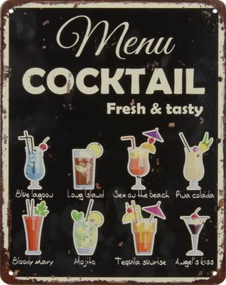 Produktbild von Blechschild Cocktail Bar Restaurant Replikat Retro Design Dekoration