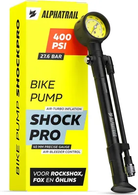 Productafbeelding van Schokdemperpomp MTB - 400 psi - Met drukmeter - Dubbelwerkend - Ontluchtingsventiel