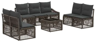 Image de Ensemble de canapés de jardin vidaXL, 8 pièces, gris, en polyrotin