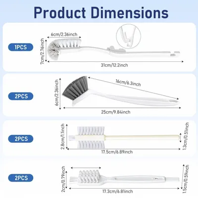Image de Ensemble de brosses de nettoyage comprenant 7 pièces, avec une brosse pour bouteilles et une brosse pour joints