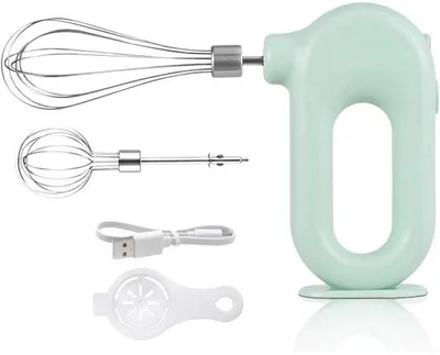 Immagine prodotto di Frullatore a immersione con 4 velocità preimpostate, mini, 4 velocità preimpostate, senza fili, ricaricabile tramite USB, 1500 mAh, portatile, verde