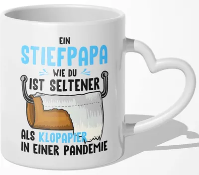 Produktbild von 22Feels Stiefpapa Geschenk Vatertag Geburtstag Bonuspapa Stiefvater Tasse Weihnachten Patchwork Familie Kaffeetasse Männer Beste Stiefeltern (Herzhenkel Weiss)