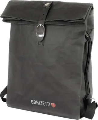 Produktbild von Bonizetti Rucksack KANSAS - Freizeitrucksack 26 x 13 x 35cm aus veganem und wasserabweisendem Kraftpapier Schwarz Papierrucksack, umweltschonend, Daypack, Roll Top, Naturmaterialien, Tasche