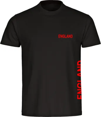 Produktbild von multifanshop Kinder T-Shirt - England - Brust & Seite, schwarz, Größe 164