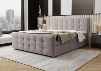 Produktbild von Boxbett Coria IV 180 cm 200 cm B&B Home Boxspringbett Coria IV, Farbe Creme, 200x200 cm, elegantes Doppelbett fürs Schlafzimmer