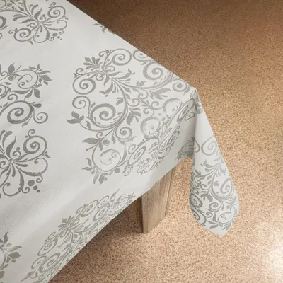 Produktbild von Wachstuchtischdecke 140x240 cm - Ornament Hell - Wachstischdecke mit wasserabweisender und lebensmittelecht PVC-Beschichtung - Outdoor-Tischdecken für Garten, Küche - Tischdecke wetterfest