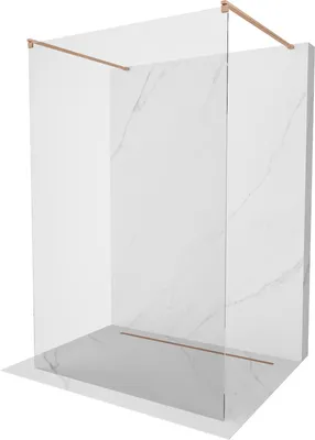 Produktbild von Mexen Kioto freistehende Duschwand 160 x 200 cm, transparent 8 mm, gebürstetes Kupfer - 800-160-002-65-00