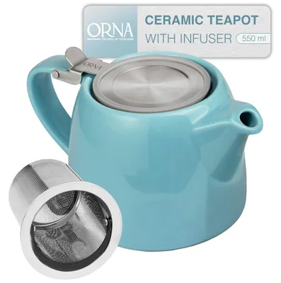Produktbild von Keramische Teekanne mit Teesieb, 550 ml – Für losen Tee und Teebeutel