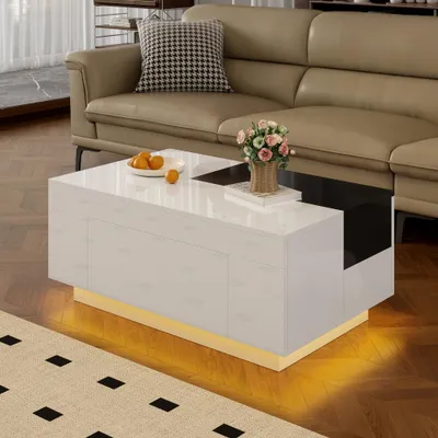 Image de Table basse avec rangement - Table d'appoint - Table extensible - Table de rangement - Design moderne