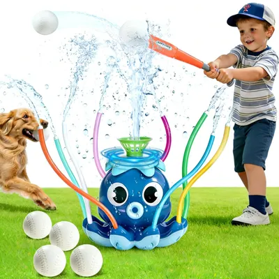 Image de Ensemble de T-Ball avec arroseur pour enfants et 4 balles pour l'extérieur