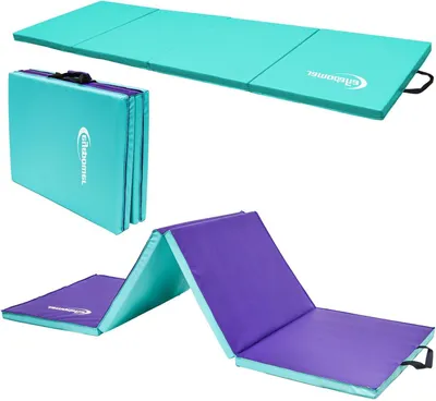 Produktbild von Faltbare Gymnastikmatte – Turnmatte für Fitness – Training zu Hause – 3-fach faltbar – 180x60x5 cm – Mintgrün, Lila