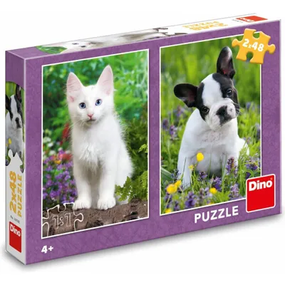Obrázek produktu pro Puzzle Buldoček a kkotě 2 x 48 dílků (Němeček Zdeněk)
