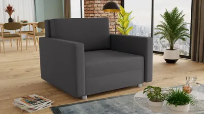 Produktbild von Schlafsofa Pura Midi mit Bettkasten - Polstersofa mit Schlaffunktion, Sofa, Bettsofa, Wohnlandschaft (Dunkelgrau (Suedine 36))