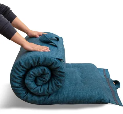 Productafbeelding van Draagbare Vouwbare Futonmatras voor Binnen en Buiten (135x190 cm, Blauw)