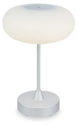 Immagine prodotto di Briloner Leuchten - Lampada da tavolo a LED a batteria, dimmerabile, lampada da tavolo a LED in vetro senza fili, funzione touch, 3.300K bianco caldo, cromo opaco, 150x160 mm (HxP)