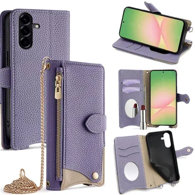 Immagine prodotto di Per Samsung Galaxy A56 Design Crossbody a catena Borsa protettiva in Pelle finta Viola
