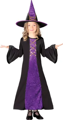 Produktbild von Hexe Halloween Zauber Hut Kleid Kostüm Zaubersprüche Gothic Gothic-Look Kinder Magie Accessoires Mystische Freude Spaß Grusel Fest, Größe: 140/146 Farbe: Schwarz