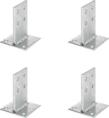 Produktbild von Alberts 4 x T-Pfostenträger mit Steg, Steg 130x80 mm, Platte 100 mm, feuerverzinkt, zum Aufschrauben
